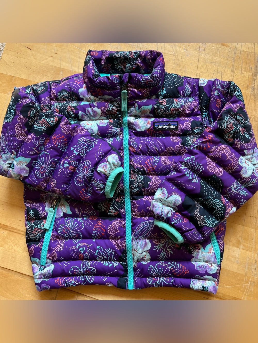 Patagonia 3T Puffer Jacket Purple Floral Winter Ski Coat